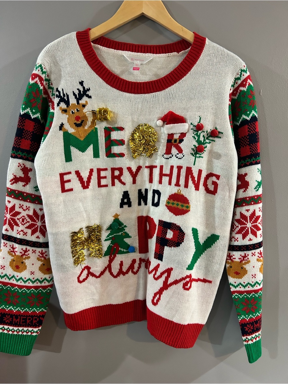 Holiday Merry Everything and Happy Always Sweater - Red, Green, White